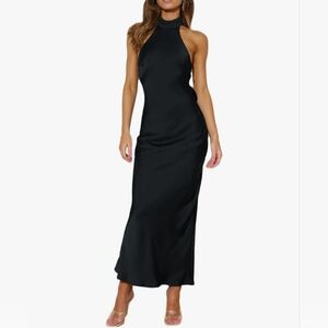 Elegant Black Halter Maxi Dress